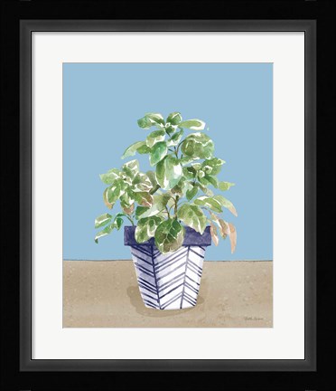 Framed Herb Garden II White Navy Print