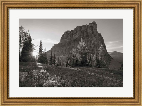Framed Boulder Pass Glacier National Park BW Print