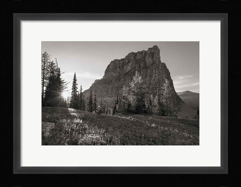 Framed Boulder Pass Glacier National Park BW Print
