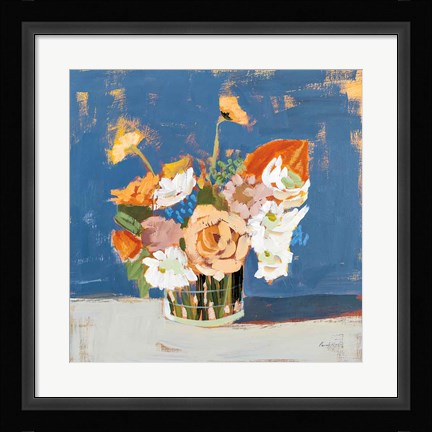 Framed Peach and White Bouquet Print
