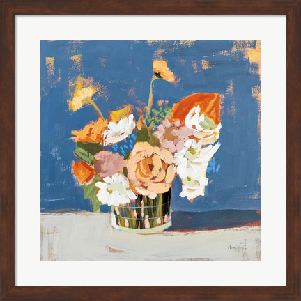 Framed Peach and White Bouquet Print