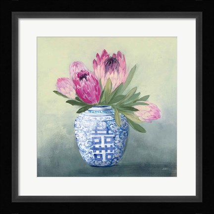 Framed Protea Chinoiserie I Print