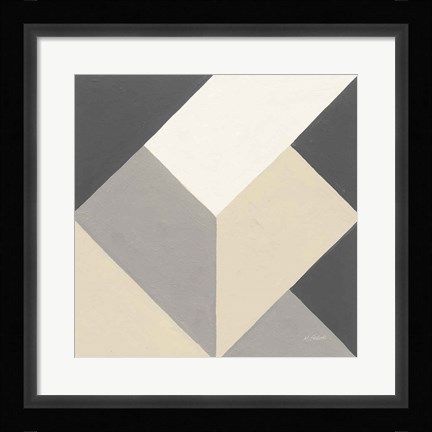Framed Triangles I Neutral Crop Print