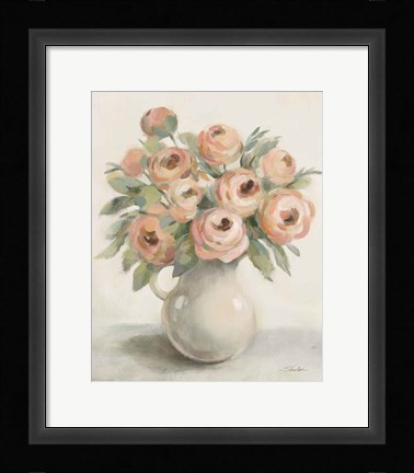 Framed Blush Flowers in a Jug Print