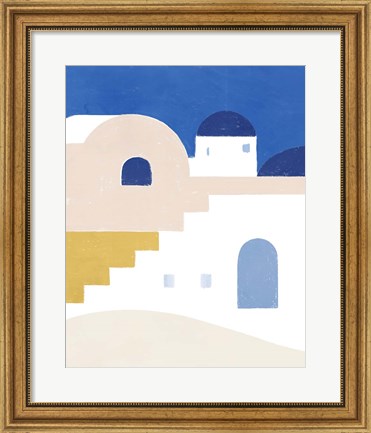 Framed Simple Santorini I Print