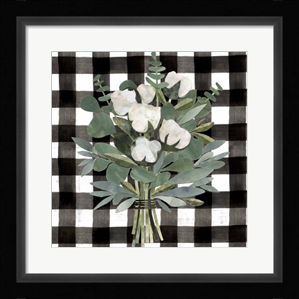 Framed Buffalo Check Cut Paper Bouquet I Print