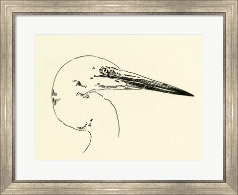 Framed Heron Head I Print