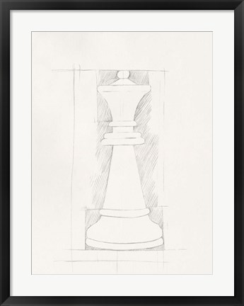 Framed Chess Set Sketch I Print