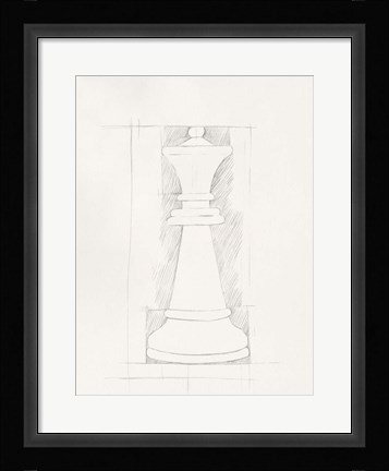 Framed Chess Set Sketch I Print