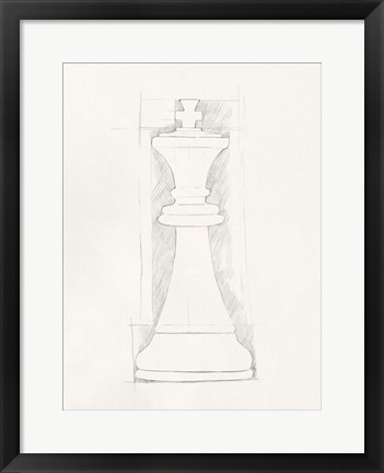 Framed Chess Set Sketch II Print