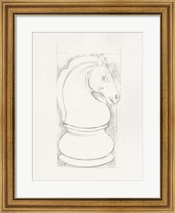 Framed Chess Set Sketch III Print