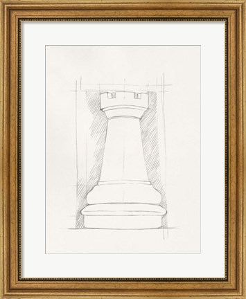 Framed Chess Set Sketch IV Print