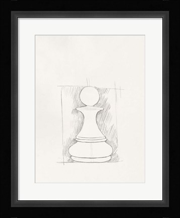 Framed Chess Set Sketch V Print