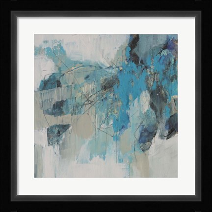 Framed Painterly Teal I Print
