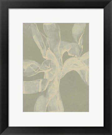 Framed White Ribbon on Celadon II Print
