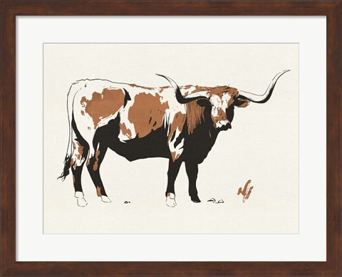 Framed Terre Cotta Steer I Print