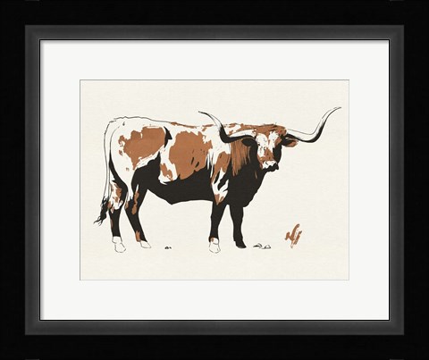 Framed Terre Cotta Steer I Print