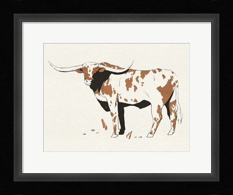 Framed Terre Cotta Steer II Print