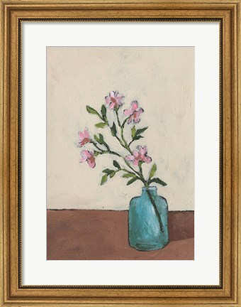 Framed Blossom in Blue Vase II Print