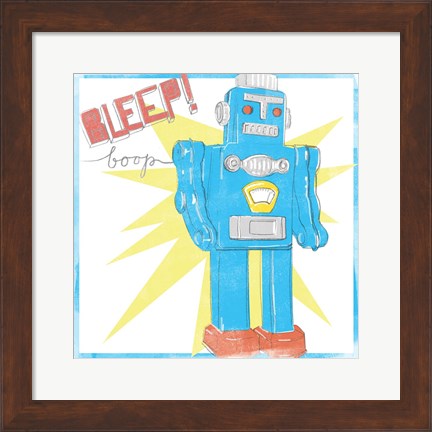 Framed Toy Tin Robots III Print