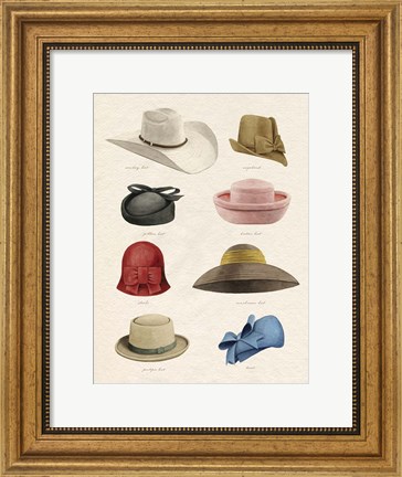 Framed Vintage Hats I Print