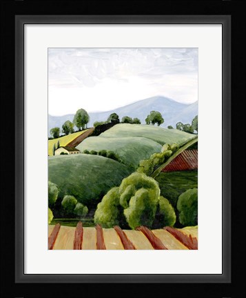 Framed Tuscan Valley Sketch I Print