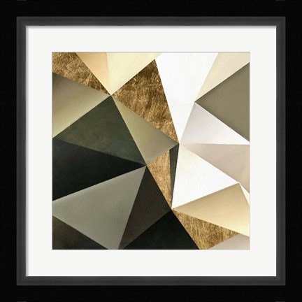 Framed Gold Polygon Wall I Print