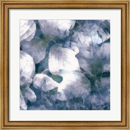 Framed Blue Shaded Leaves IV Print