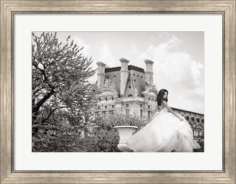 Framed Young Woman at the Chateau de Chambord (BW) Print