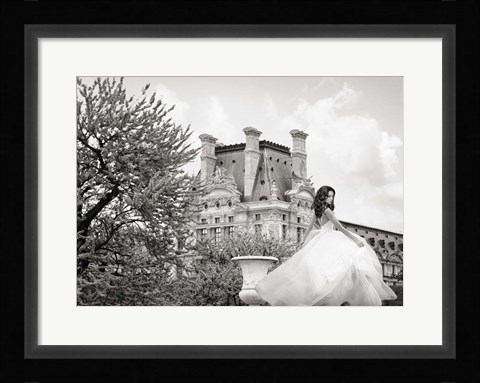 Framed Young Woman at the Chateau de Chambord (BW) Print