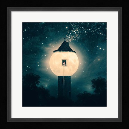 Framed Moon Tower Print