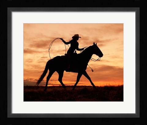 Framed Cowgirl Silhouette Print