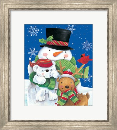Framed Snowman and Friends Print