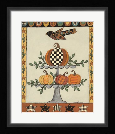 Framed Two Tiered Patterned Pumpkins Print