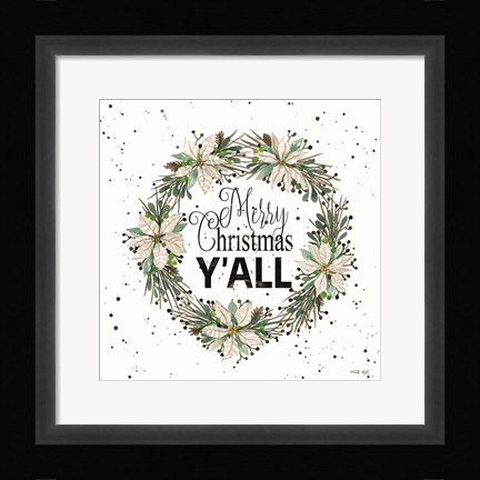 Framed Merry Christmas Y'all Wreath Print