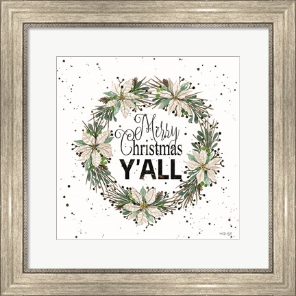 Framed Merry Christmas Y&#39;all Wreath Print