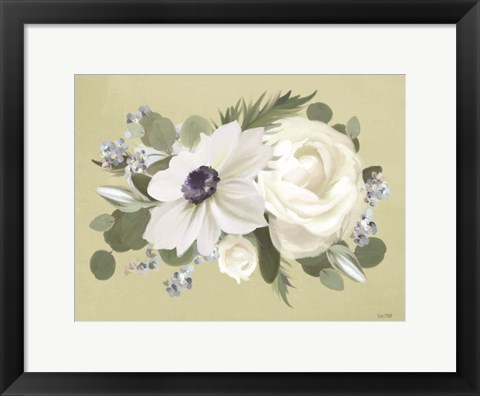 Framed Anemone in Sage I Print