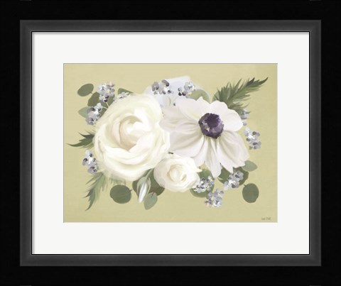 Framed Anemone in Sage II Print
