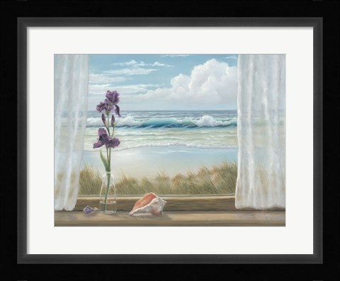 Framed Irises on Windowsill Print
