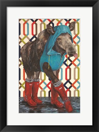 Framed Prancing in the Rain Print