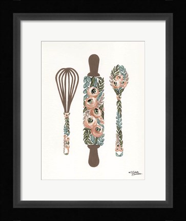 Framed Floral Baking Tools Print