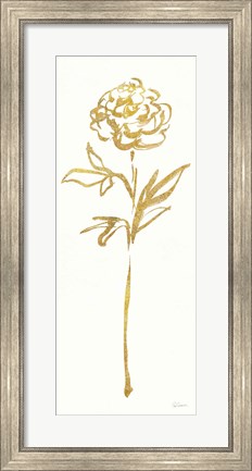 Framed Floral Line II White Gold Print