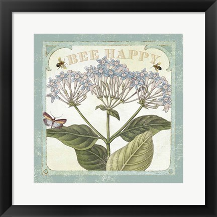 Framed Parisian Flowers I Bees Print