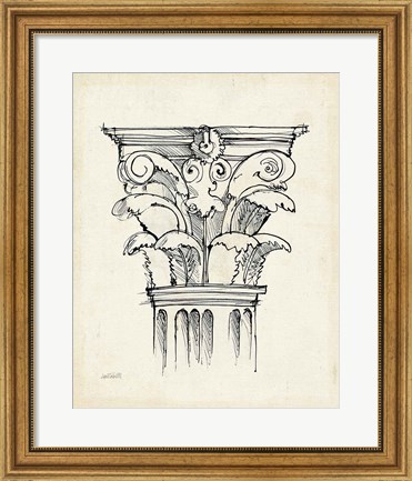 Framed Museum Sketches VI Off White Print