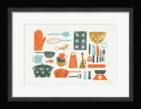 Framed Retro Kitchen I Print
