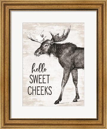 Framed Hello Sweet Cheeks Moose Print