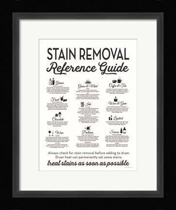 Framed Stain Removal Reference Guide Print