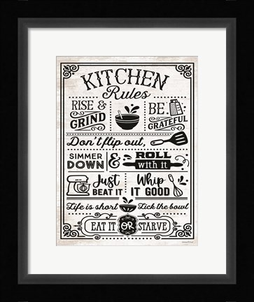 Framed Kitchen Rules Print