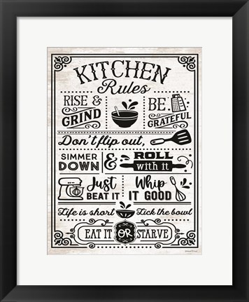 Framed Kitchen Rules Print