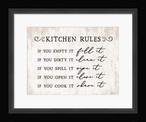 Framed Kitchen Rules Print